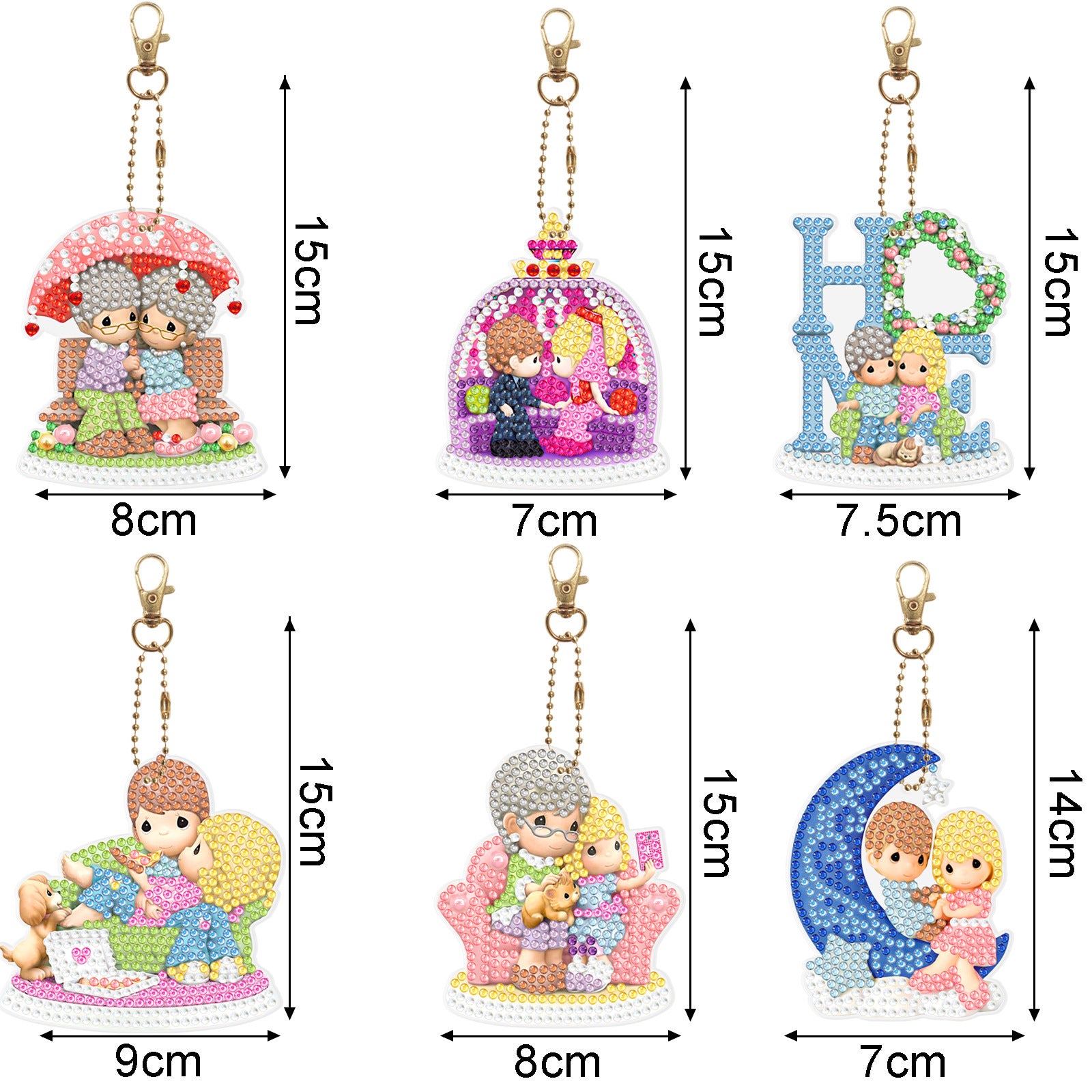 New Diamond Painting Keychain Cartoon Princess Series Double-sided Spot Drill Bag Decoration Transparent Pendant Wholesale