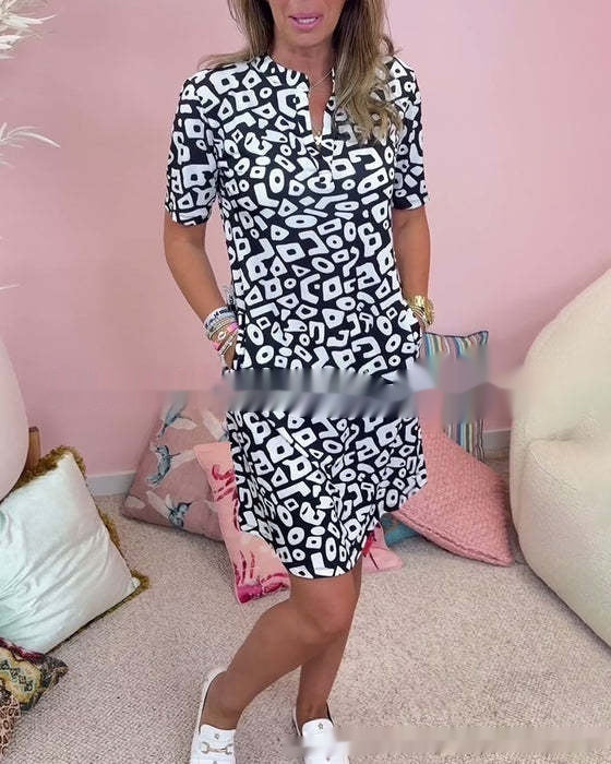 Women's Super Fairy V-neck Floral Seaside Holiday Beach Digital Printing Loose Dress