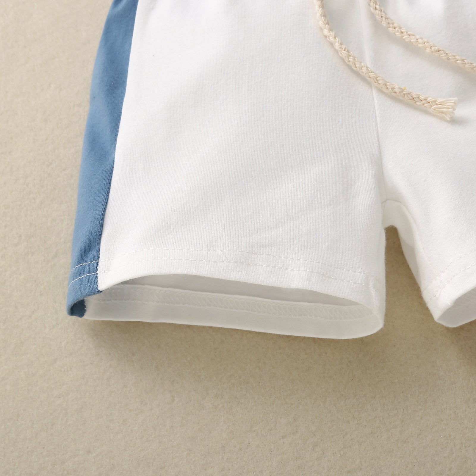 Children's Short Sleeve Color Contrast Patchwork English Printed T-shirt Suit