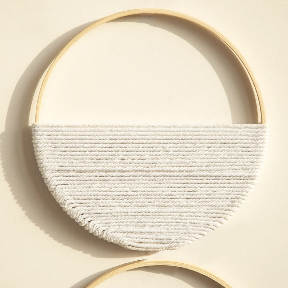 Bohemian Two Tone Bamboo Ring Hand Woven Wall Hanging