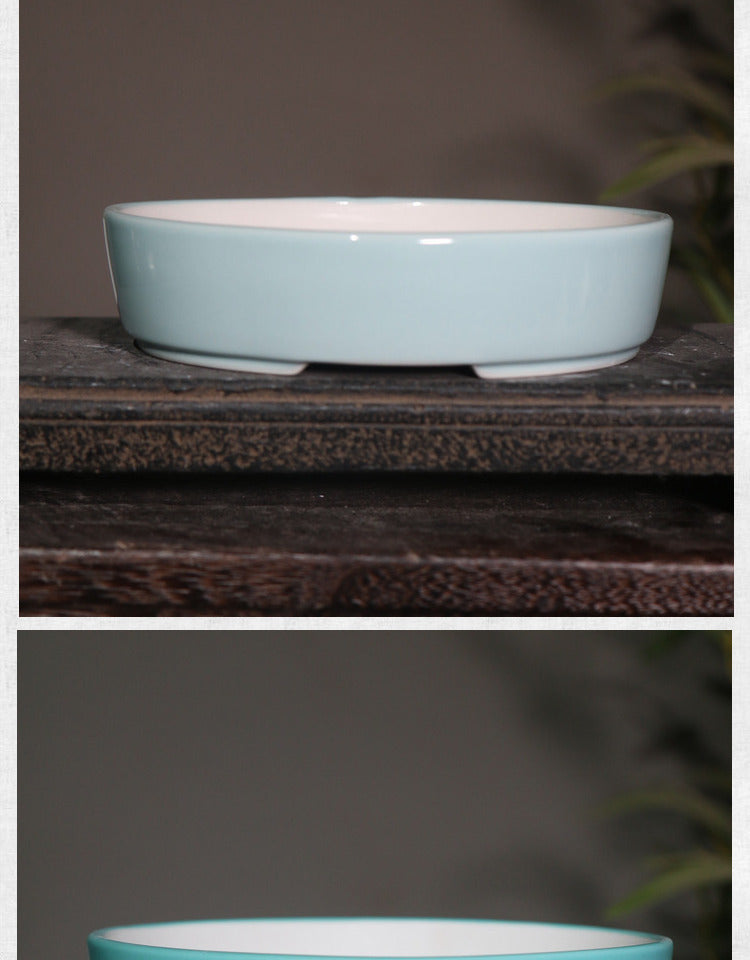 Desktop Oval Ceramic Purple Clay Flowerpot