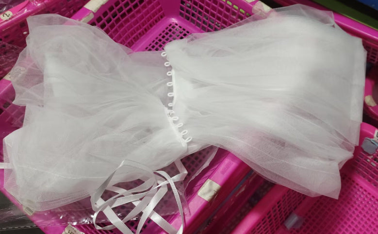 Bridal Wedding Pearl Mesh Thin Cape