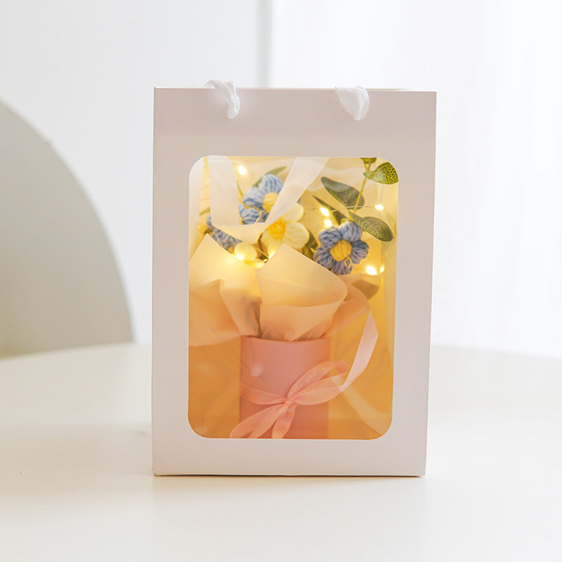 Handmade Crochet Puff Flower Night Light Handbag