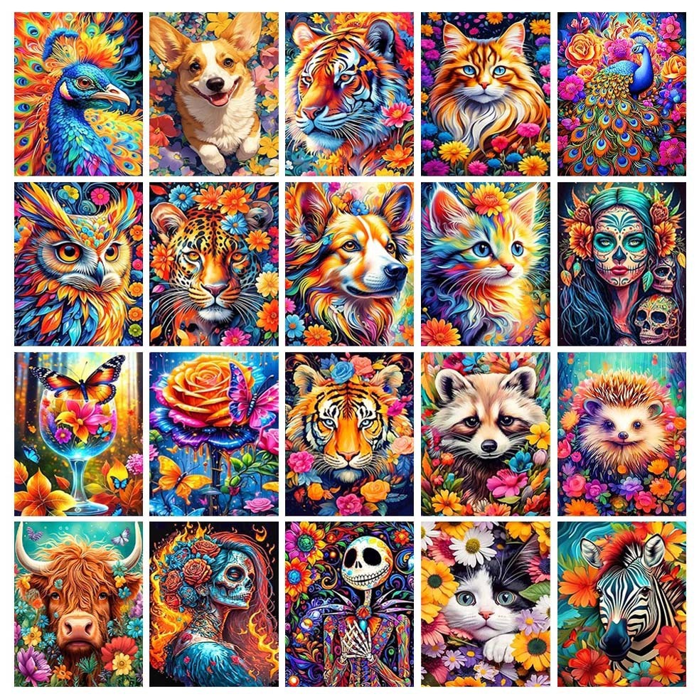 DIY Handmade Diamond Painting With Colorful Animals And Full Diamonds