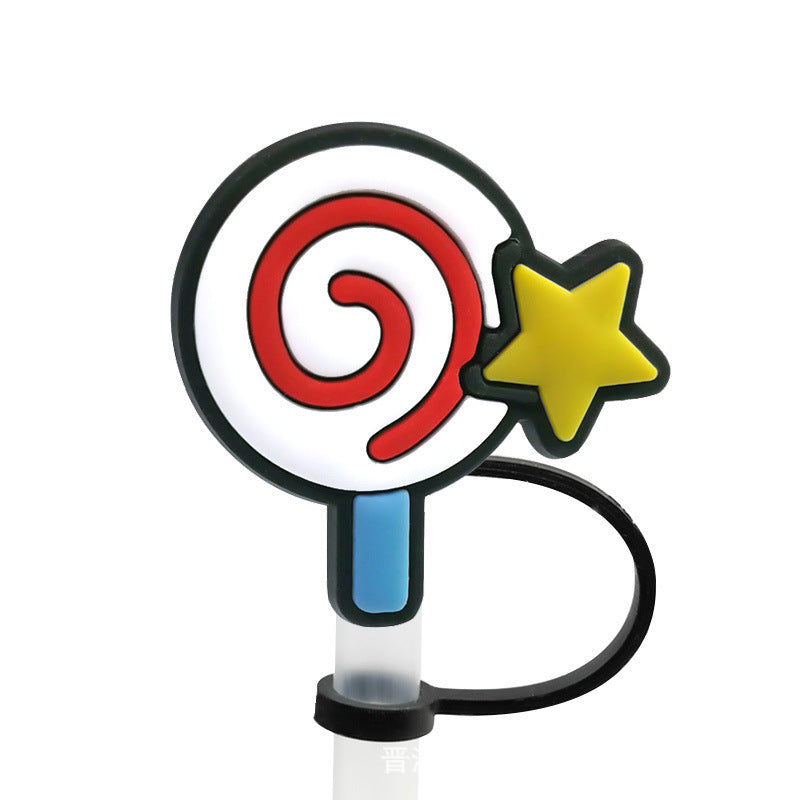 Straw Mouthpiece Silicone Dust Plug Decorative Buckle Clip Personalized Letter Label