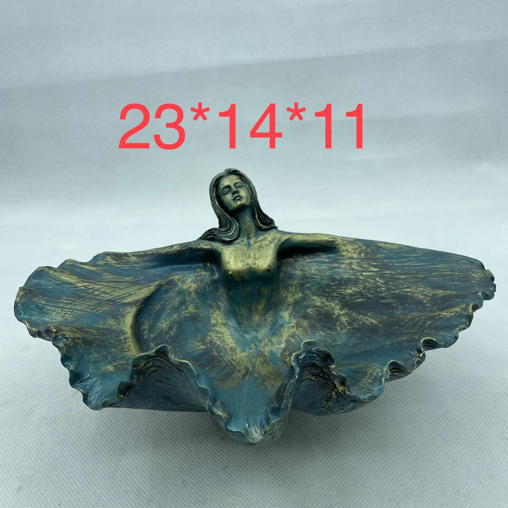 Clamshell Goddess Storage Bowl Sculpture Resin Decorations