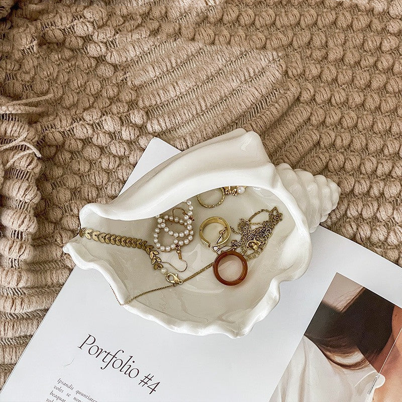 Fashion Ceramic Conch Shell Tray Decoration