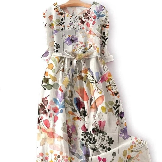 Women's Loose Round Neck Fashion Printed Dress