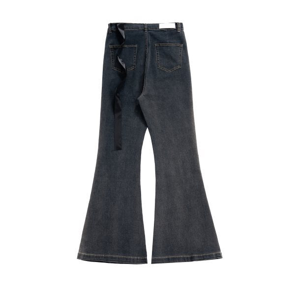 High Street Casual Solid Color Gradient Yellow Mud Dyed Vintage Washed Personality Flared Casual Pants