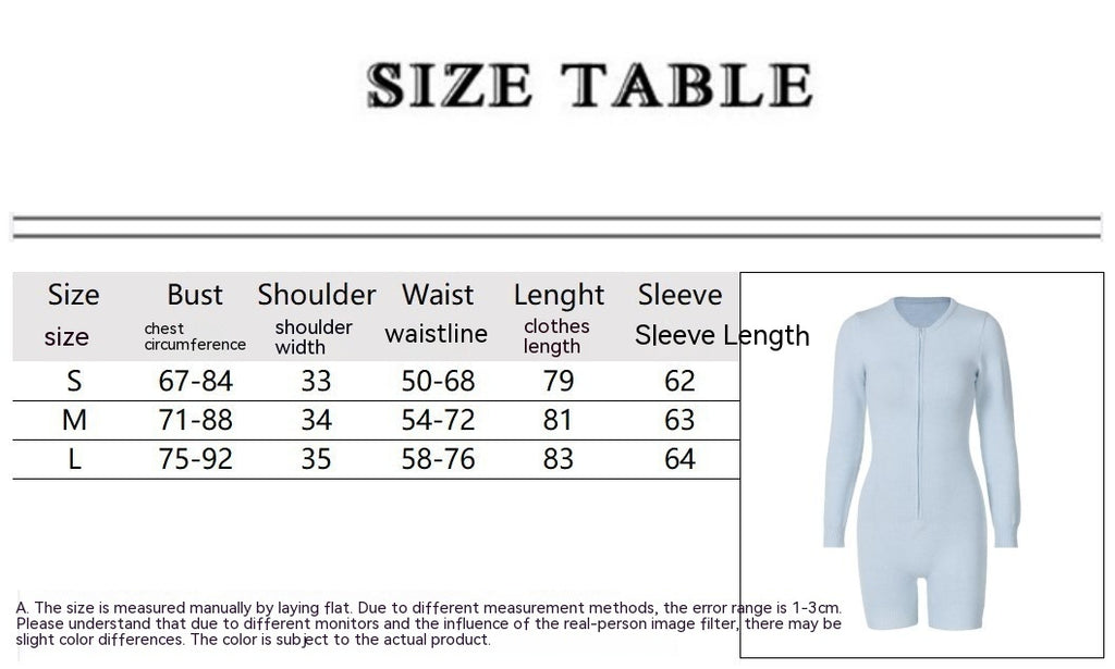 Winter New Long Sleeve Solid Color Zipper Skinny Knit Sweater Jumpsuit
