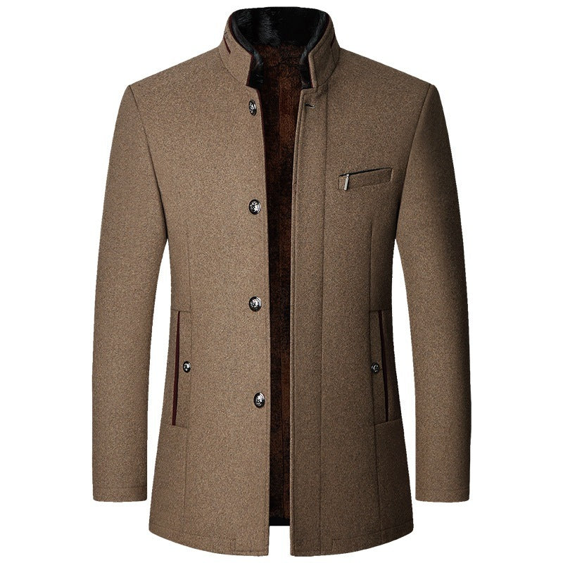Men's Woolen Jacket Autumn And Winter Stand Collar Middle-aged