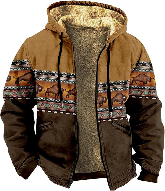 Men's Bejirog Hooded Vintage Printed Sweater