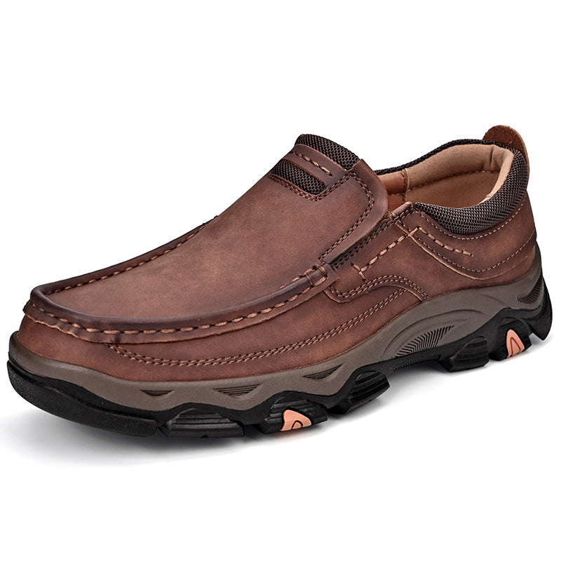 Male PU Plus Size Leather Shoes Outdoor Hiking Shoes