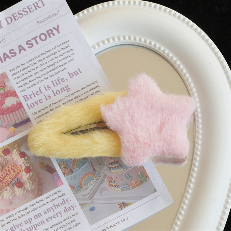 Cartoon Plush Star Hairpin Autumn And Winter