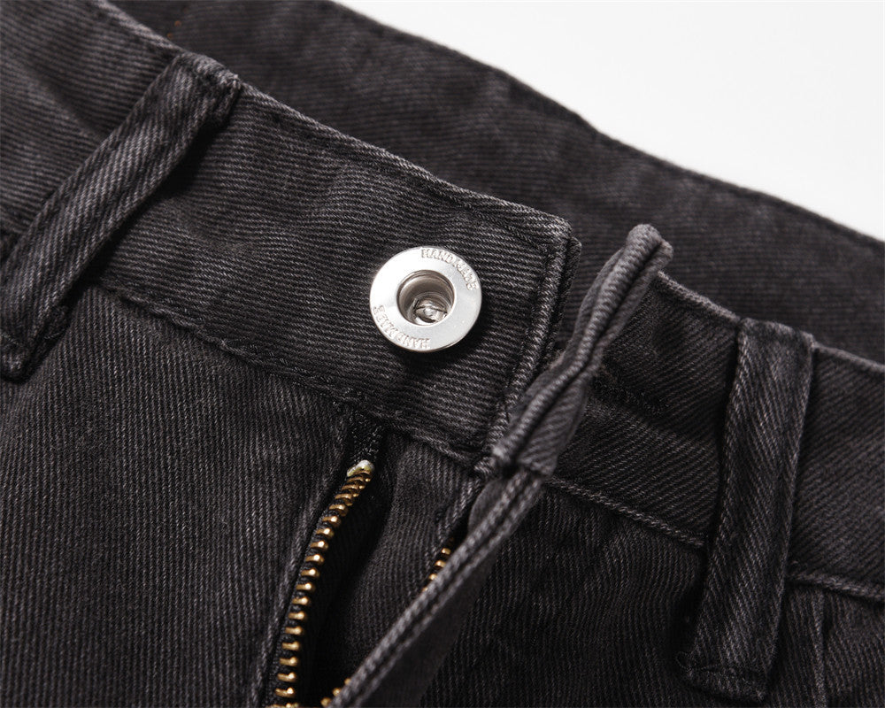 Hip Hop Trend Distressed Frayed Cat Beard Straight Casual Pants