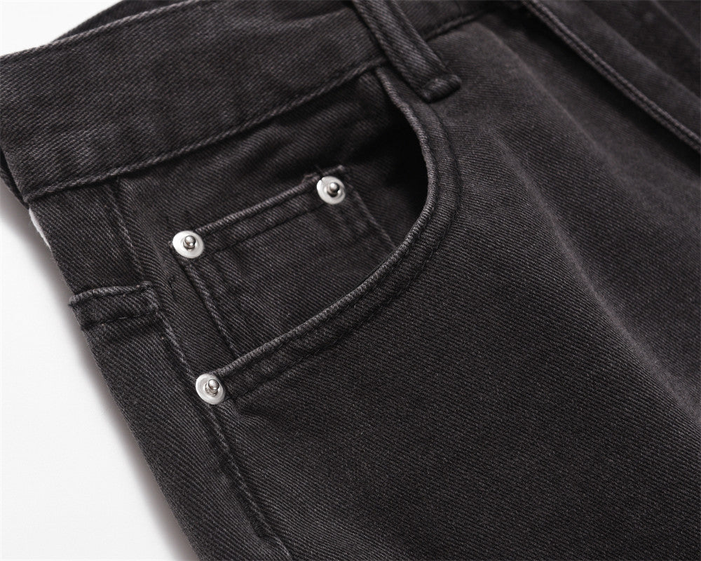 Hip Hop Trend Distressed Frayed Cat Beard Straight Casual Pants