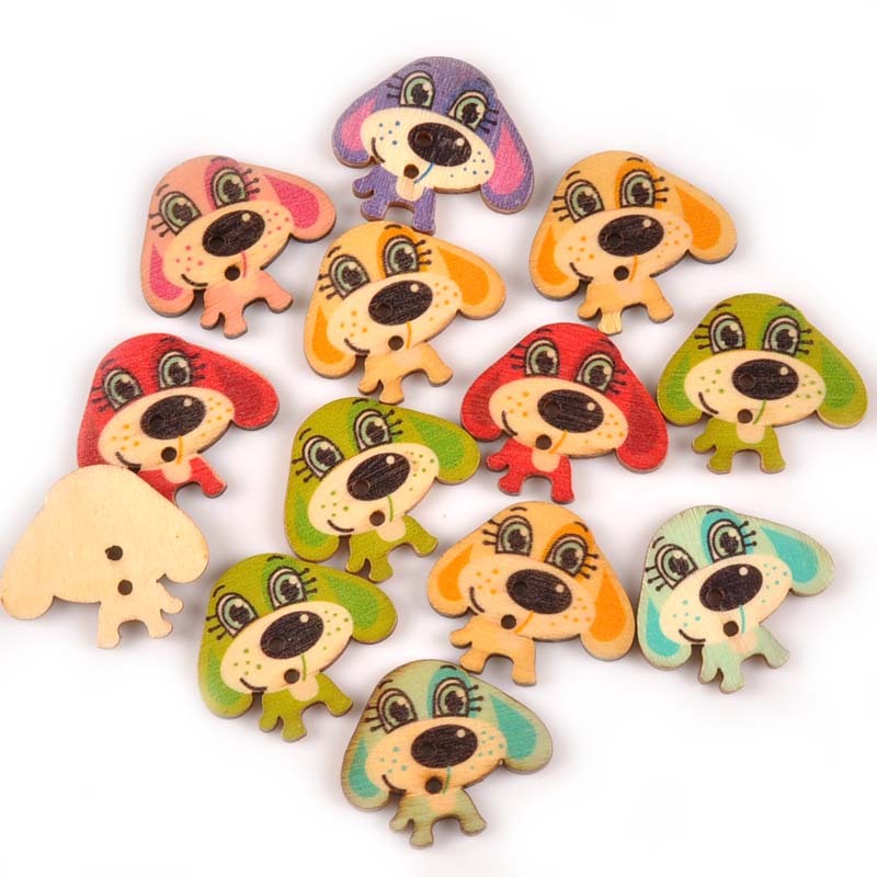 Children's Handmade Cartoon Wooden Buttons