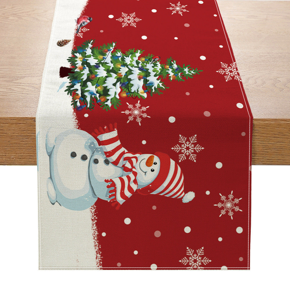 Christmas Snowman Santa Claus Creative Tablecloth