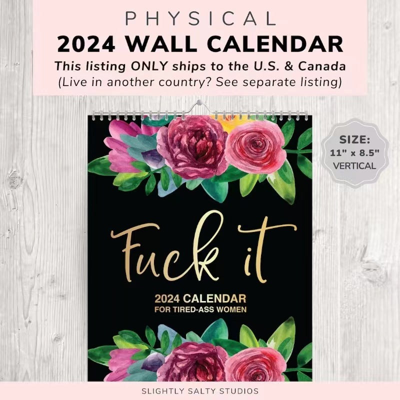 2024 Flower Calendar Spoof Living Room Wall Calendar