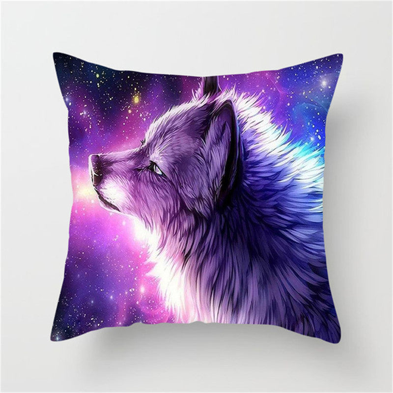 Home Decoration Without Pillow Core 3D Fluorescent Wolf Polyester Pillowcase