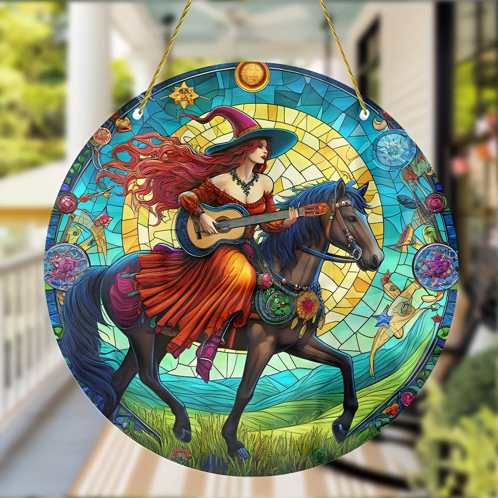 Acrylic Halloween Witch Pendant Color Disc Wall Decorations