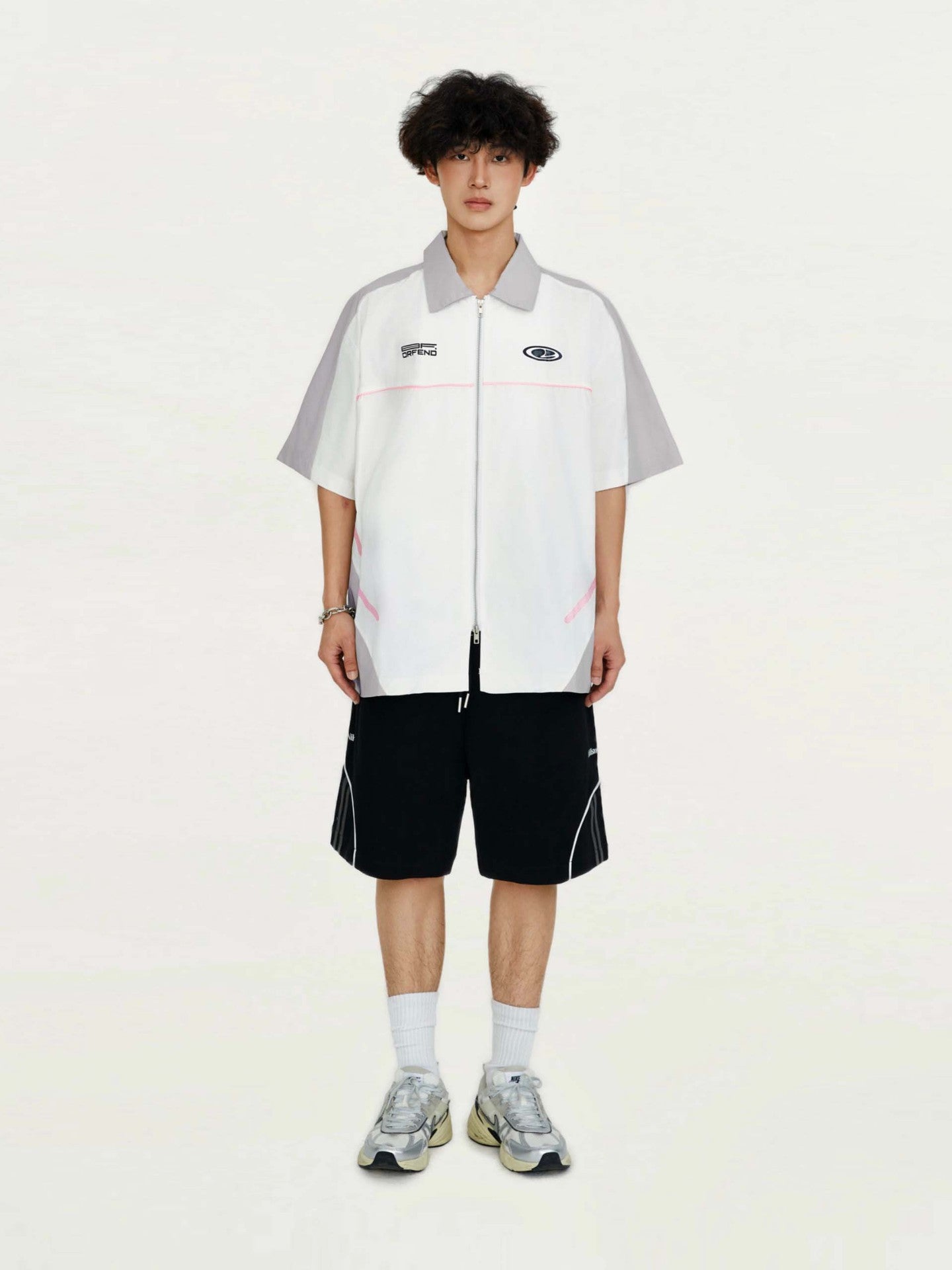 High Street Matching Letters Printing Lapel Short Sleeve Shirt