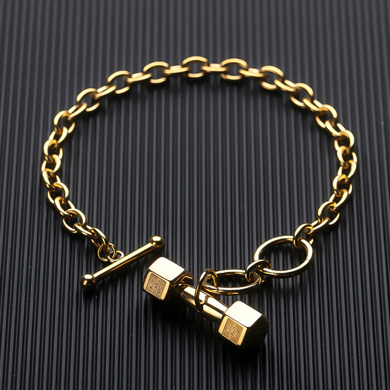 Hip Hop Cuban Titanium Steel Dumbbell Bracelet Fitness
