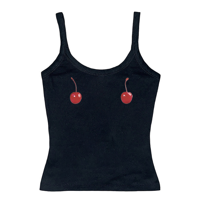 Cherry Print Girl Baby T-shirt Street Sleeveless