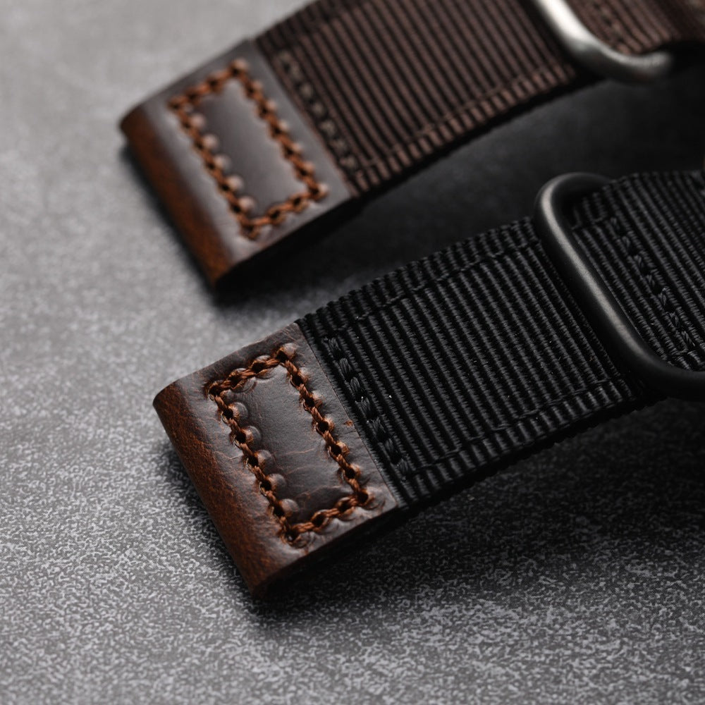 Handmade Double Layer Nylon Watchband Fit Genuine Leather Wear-resisting