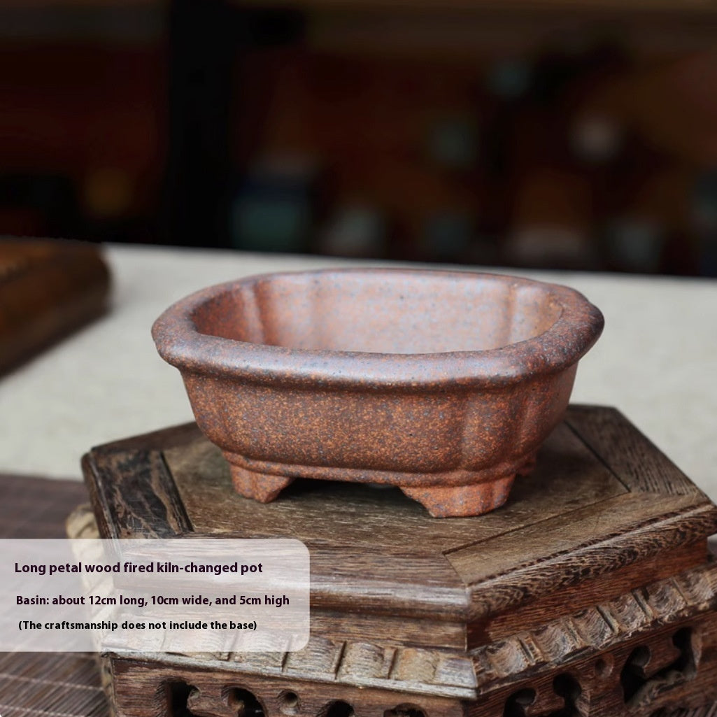 Purple Sand Flower Pot Handmade Miniature Desktop Pot