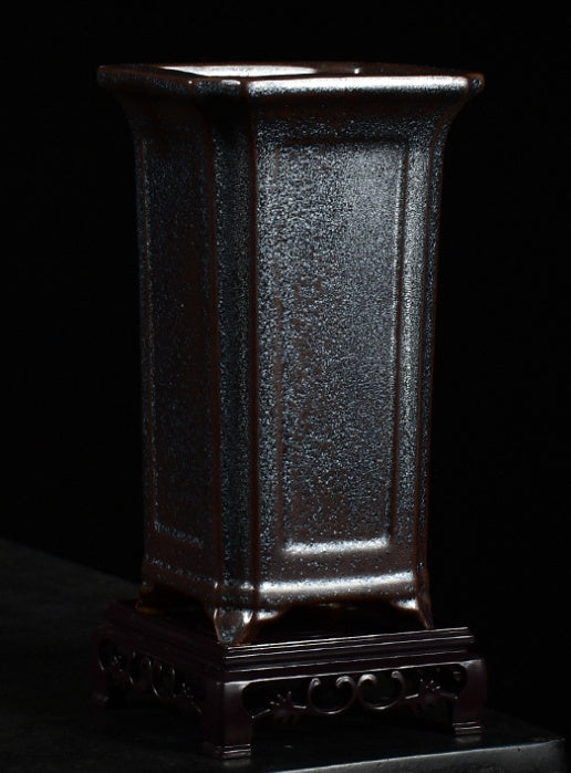 Four Square Tall Chinese Style Retro Floating Branch Landscape Flowerpot