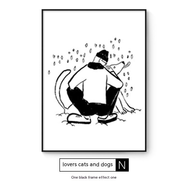 Cat And Dog Abstract Style Decorative Painting Interesting Art Style