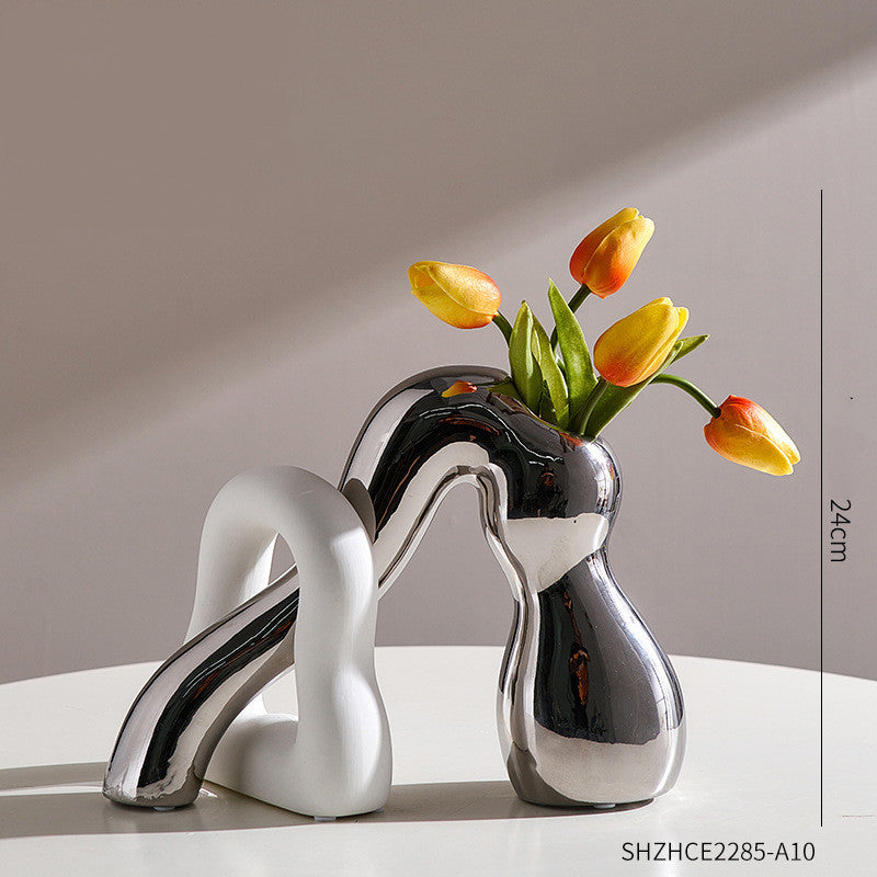 Abstract Character Art Vase Flower Arrangement And Dried Flower Creative TV Cabinet