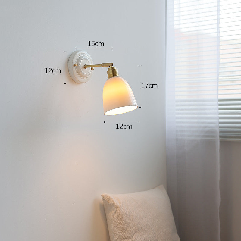 Ceramic Nordic Bedroom Bedside Full Copper Wall Lamp