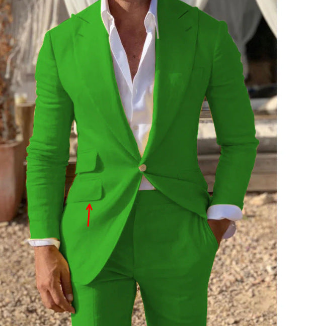 Autumn And Winter New Men's Leisure Suit Floral Print Suit