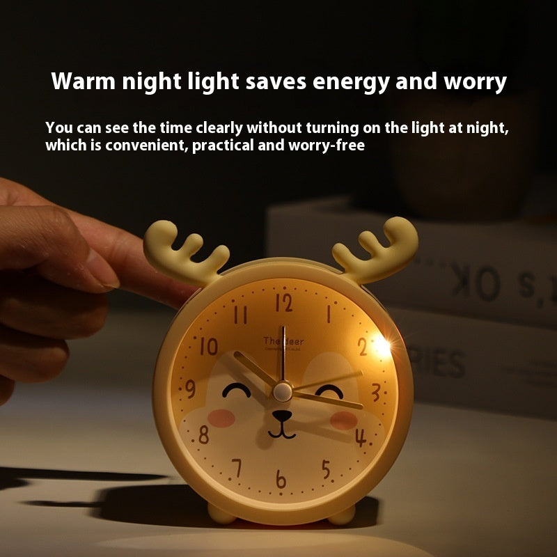 Children's Student Bedroom Antair Nightstand Simple Cute Creative With Night Light Noiseless Clock