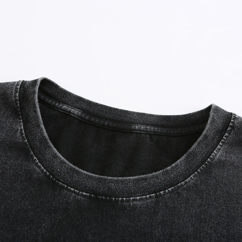 Made Old Short Sleeve Men's Cotton Off Shoulder Tide Crewneck T-shirt