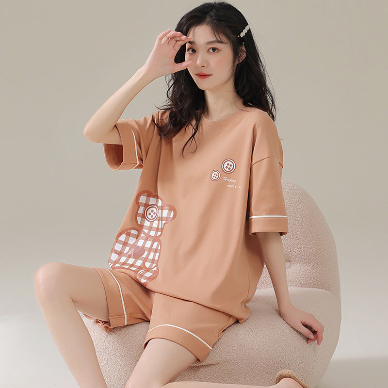 Pajamas Summer Women's Suit Pure Cotton High-grade Short-sleeved Shorts