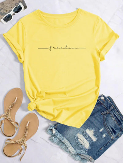 European And American Digital Printing Casual Round Neck T-shirt