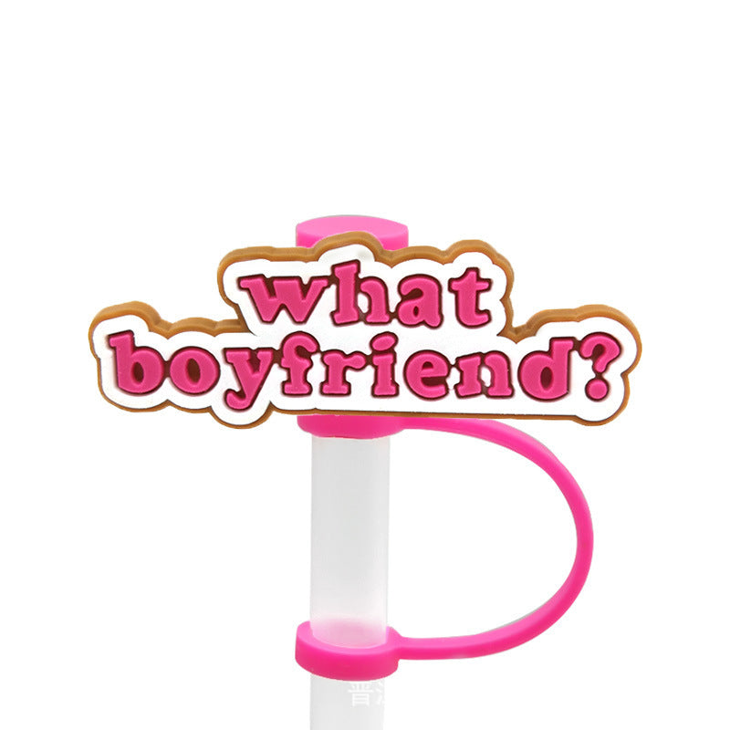 Straw Mouthpiece Silicone Dust Plug Decorative Buckle Clip Personalized Letter Label