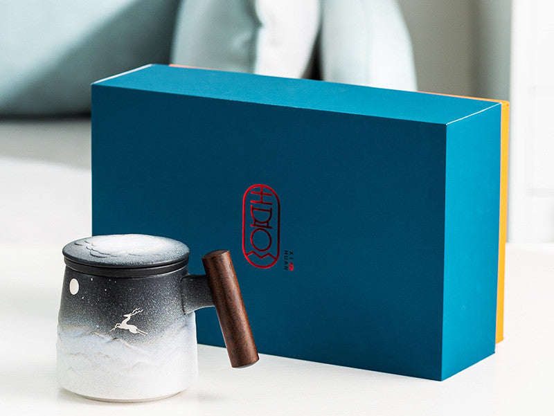 Filter Tea Cup with Lid Office Tea Cup