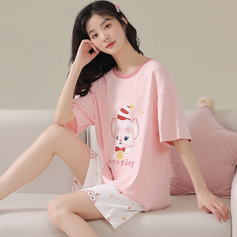 Pajamas Summer Women's Suit Pure Cotton High-grade Short-sleeved Shorts