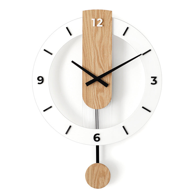 Simple Wall Clock Nordic Modern Solid Wood Mute Swing