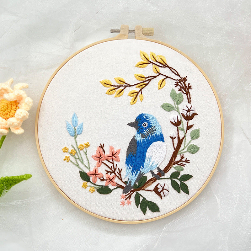 Ancient Style Flower And Bird Hanging Painting Lu Embroidery Handmade Diy Material Package