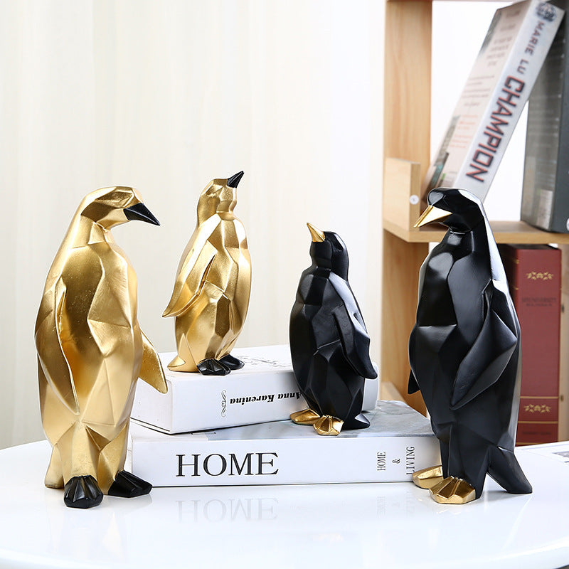 Creative Geometric Penguin Modeling Resin Craft Ornament