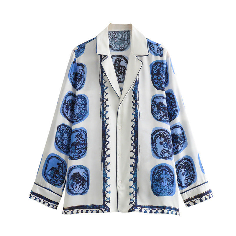 Summer Women's Printed Shirt Trousers Suit