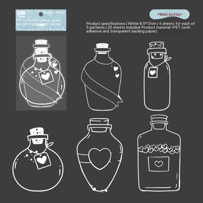 Dried Flower Bookmark Creative Glass Bottle Container PET Sticker Bookmark