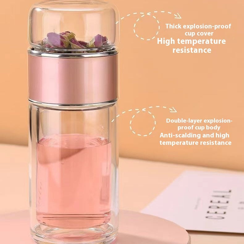 Double Layered Tea Separation Brewing Glass Cup