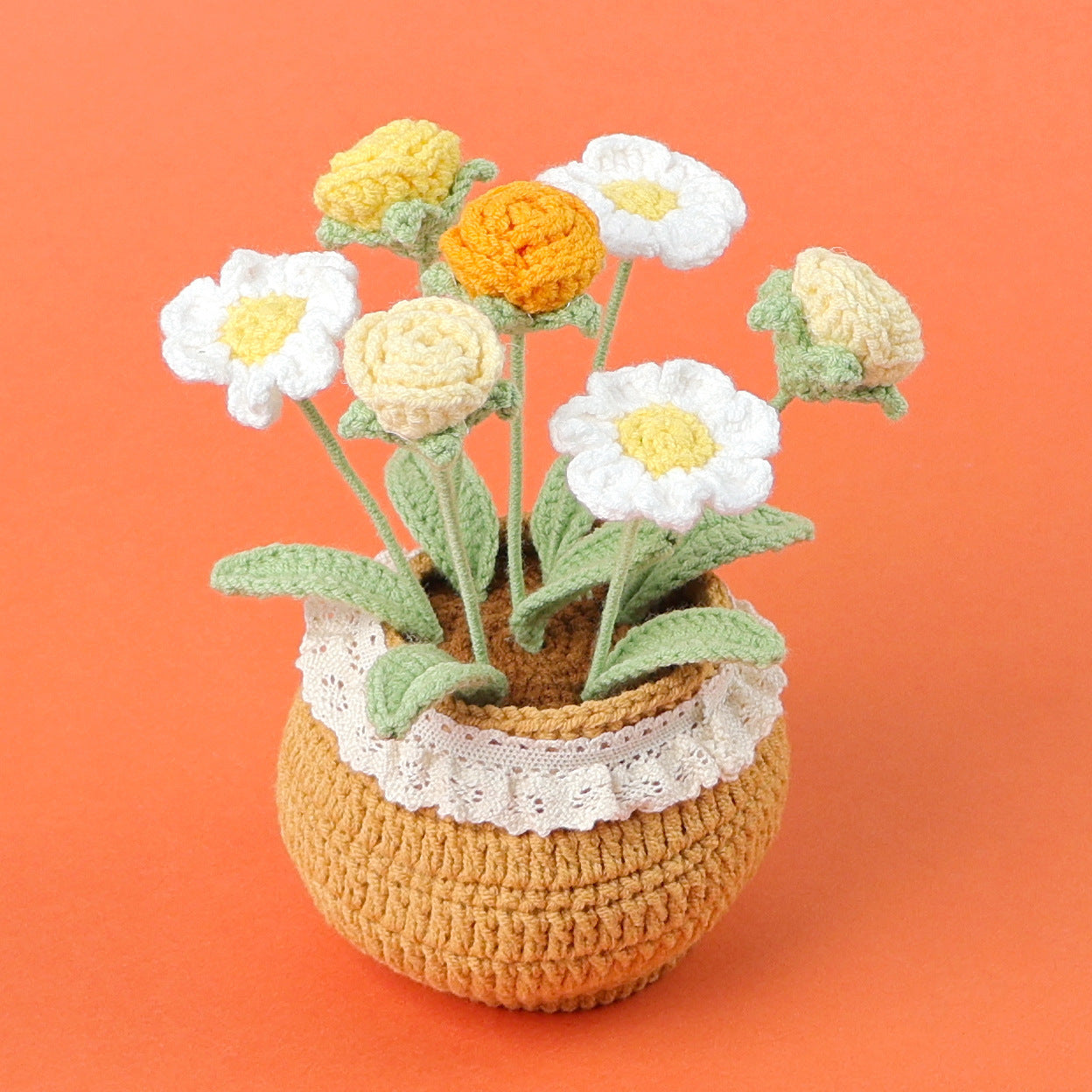 Finished Handmade Wool Woven Home Decoration Tulip Potted Plant