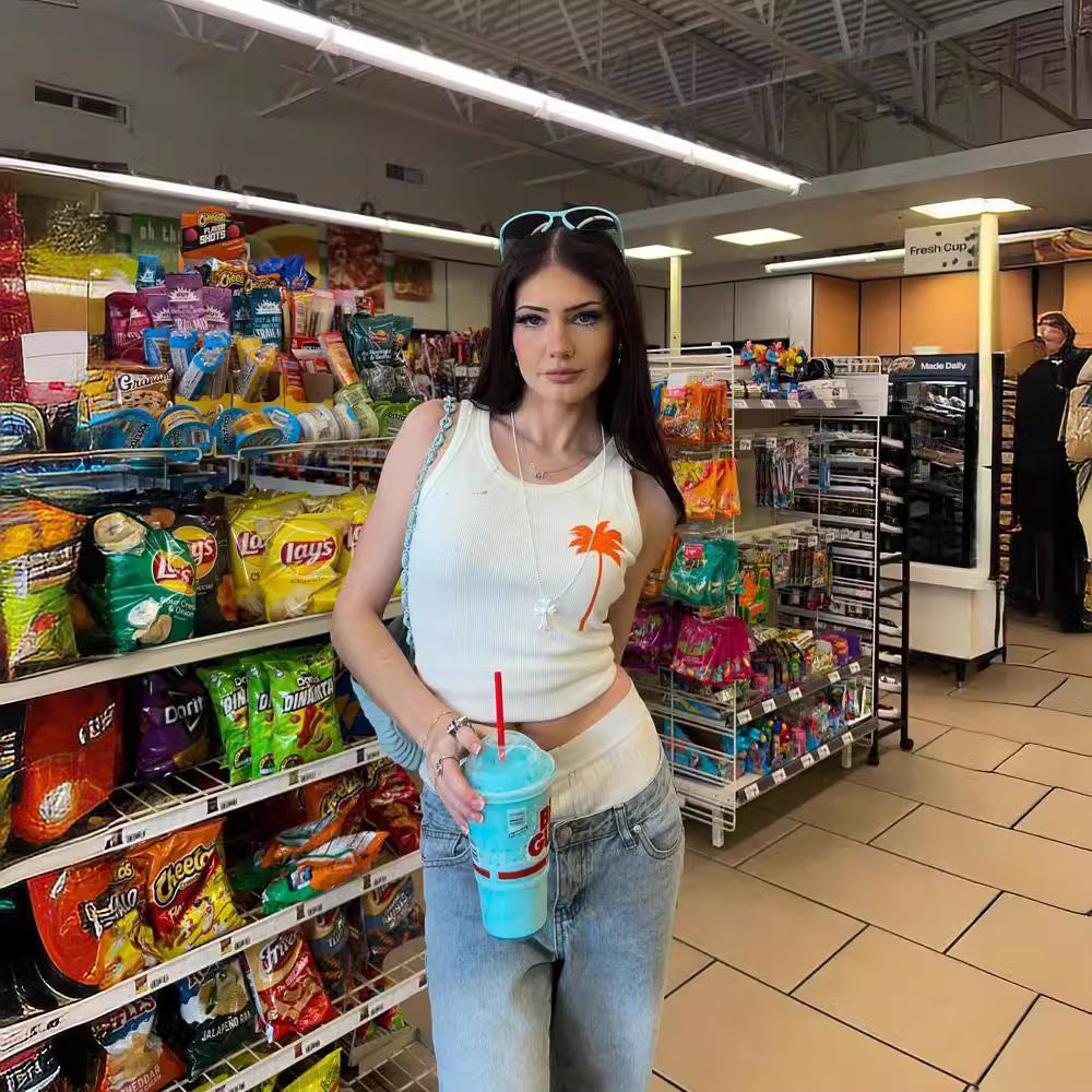 Cherry Print Girl Baby T-shirt Street Sleeveless